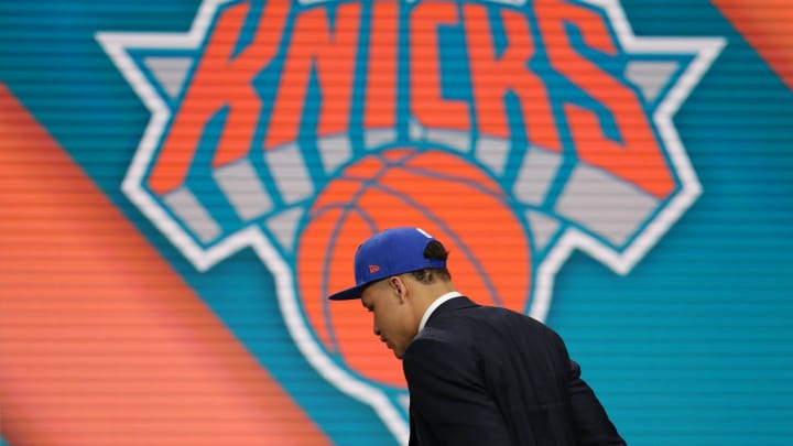 Jun 21, 2018; Brooklyn, NY, USA; Kevin Knox (Kentucky) walks to the stage after being selected as the number nine overall pick to the New York Knicks in the first round of the 2018 NBA Draft at the Barclays Center. Mandatory Credit: Brad Penner-USA TODAY Sports