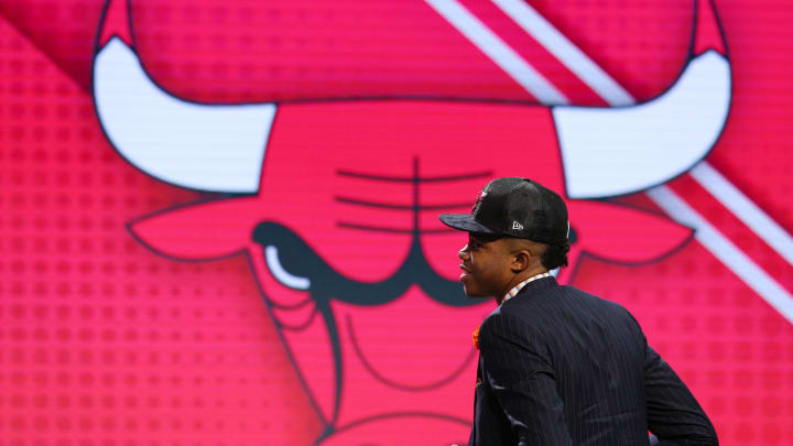 Jun 22, 2017; Brooklyn, NY, USA;  Justin Patton (Creighton) is introduced as the number sixteen overall pick to the Chicago Bulls in the first round of the 2017 NBA Draft at Barclays Center. Mandatory Credit: Brad Penner-USA TODAY Sports