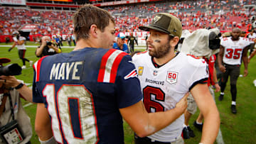 Drake Maye had a classy answer when asked about MVP chants he heard during Week 10's game against the Tampa Bay Buccaneers.