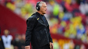 Nov 15, 2025; Los Angeles, California, USA; Iowa Hawkeyes head coach Kirk Ferentz watches game action against the Southern California Trojans during the first half at the Los Angeles Memorial Coliseum. Mandatory Credit: Gary A. Vasquez-Imagn Images