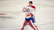 Apr 23, 2022; Ottawa, Ontario, CAN; Montreal Canadiens goalie Carey Price (31) skates prior to the start of the game against the Ottawa Senators at the Canadian Tire Centre. Mandatory Credit: Marc DesRosiers-Imagn Images