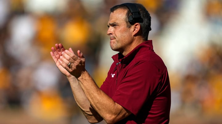 Oct 21, 2023; Columbia, Missouri, USA; South Carolina Gamecocks head coach Shane Beamer reacts during the first half against the Missouri Tigers at Faurot Field at Memorial Stadium. Mandatory Credit: Jay Biggerstaff-USA TODAY Sports