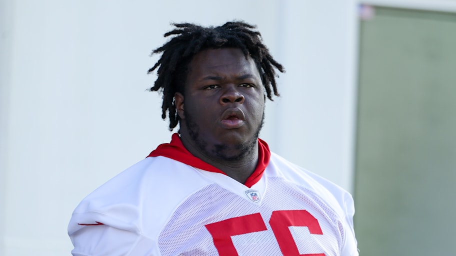 Tampa Bay Buccaneers defensive tackle Desmond Watson looks on before training camp at AdventHealth Training Center.  | Nathan Ray Seebeck-Imagn Images