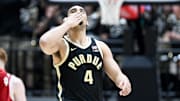 Purdue Boilermakers forward Trey Kaufman-Renn (4) celebrates after a play