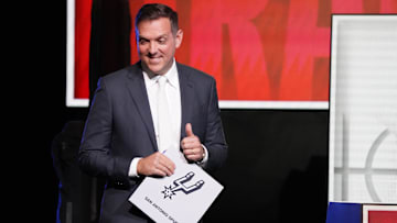 May 16, 2023; Chicago, IL, USA; San Antonio Spurs managing partner Peter J. Holt celebrates the first pick in the 2023 NBA Draft Lottery at McCormick Place West. Mandatory Credit: David Banks-Imagn Images