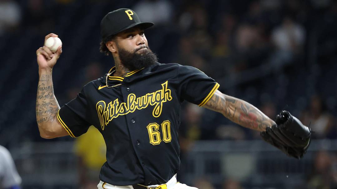 May 26, 2026; Pittsburgh, Pennsylvania, USA; Pittsburgh Pirates relief pitcher Dennis Santana (60) pitches against the Chicago Cubs during the ninth inning at PNC Park. Mandatory Credit: Charles LeClaire-Imagn Images May 26, 2026; Pittsburgh, Pennsylvania, USA; Pittsburgh Pirates relief pitcher Dennis Santana (60) pitches against the Chicago Cubs during the ninth inning at PNC Park. Mandatory Credit: Charles LeClaire-Imagn Images