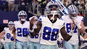 Jan 14, 2024; Arlington, Texas, USA; Dallas Cowboys wide receiver CeeDee Lamb (88) takes the field against the Green Bay Packers for the 2024 NFC wild card game at AT&T Stadium. Mandatory Credit: Tim Heitman-USA TODAY Sports