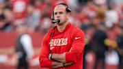 August 23, 2025; Santa Clara, California, USA; San Francisco 49ers defensive coordinator Robert Saleh before the game against the Los Angeles Chargers at Levi's Stadium. Mandatory Credit: Kyle Terada-Imagn Images