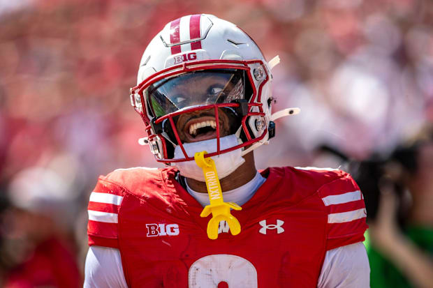 Wisconsin wide receiver Will Pauling reacts during the Badgers’ loss to the Alabama Crimson Tide.