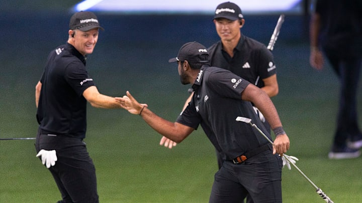 Justin Rose, Sahith Theegala and Collin Morikawa (from left to right) were victorious in the second match of TGL. Justin Rose, Sahith Theegala and Collin Morikawa (from left to right) were victorious in the second match of TGL.