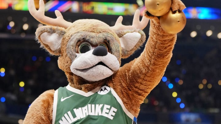 Milwaukee Bucks mascot Bango during the second half of the 73rd NBA All Star game at Gainbridge Fieldhouse.