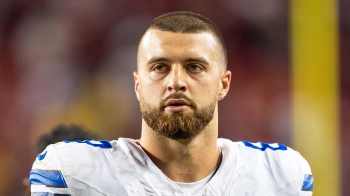 October 8, 2023; Santa Clara, California, USA; Dallas Cowboys tight end Jake Ferguson (87) after the game against the San Francisco 49ers at Levi's Stadium. Mandatory Credit: Kyle Terada-USA TODAY Sports