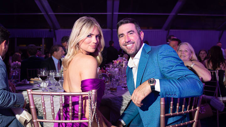 Kate Upton and Justin Verlander at the 2023 amfAR Gala to benefit The Foundation for AIDS research.