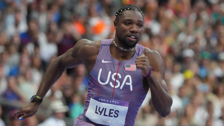 Noah Lyles (USA) in the men's 200m semifinals.