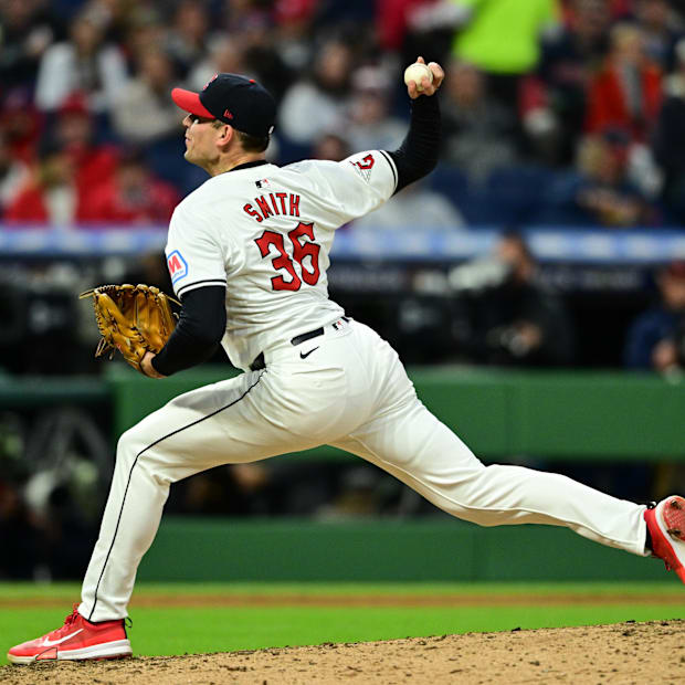 Cade Smith (36) throws a pitch 