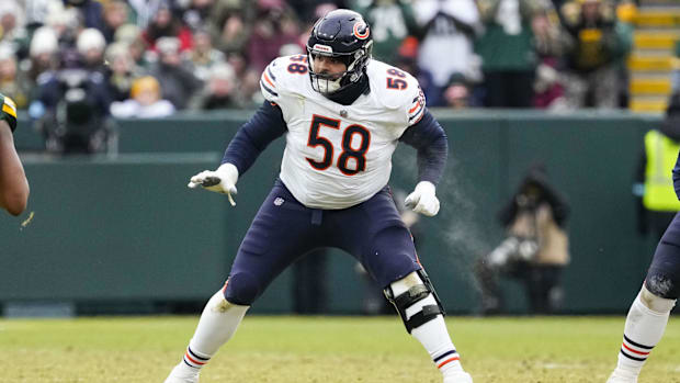 Chicago Bears offensive tackle Darnell Wright (58) during the game
