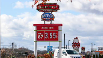 A price stand at a Sheetz convenience store displays the...