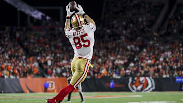Dec 12, 2021; Cincinnati, Ohio, USA; San Francisco 49ers tight end George Kittle (85) catches a pass