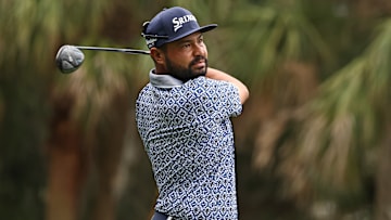 J.J. Spaun tees off during the final round of the 2025 Players Championship at TPC Sawgrass