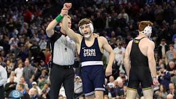 Penn State wrestler Mitchell Mesenbrink at the 2025 NCAA Division I Men's Wrestling Championship