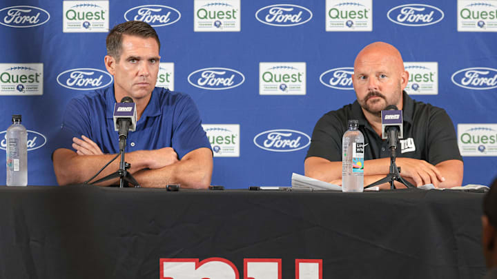 New York Giants general manager Joe Schoen and coach Brian Daboll speak to media.