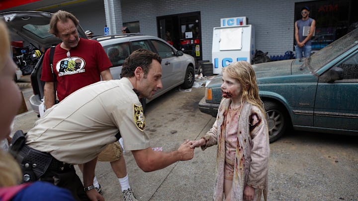 Andrew Lincoln, Addy Miller and Greg Nicotero - Photo Credit: Scott Garfield/AMC