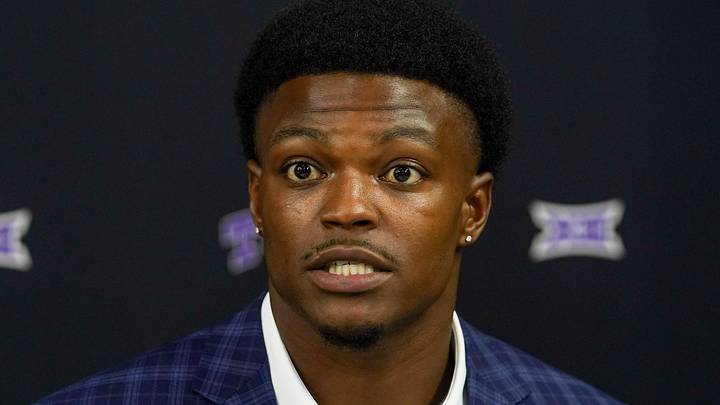 New Seattle Seahawks defensive back Bud Clark speaks with the media