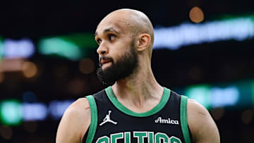 Boston Celtics guard Derrick White on May 14, 2025.