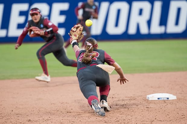 Oklahoma infielders Gabbie Garcia and Ailana Agbayani
