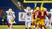 Jul 3, 2022; Canton, OH, USA; Birmingham Stallions outside linebacker DeMarquis Gates (47) celebrates an interception and touchdown against the Philadelphia Stars during the fourth quarter at Tom Benson Hall of Fame Stadium. Mandatory Credit: Scott Galvin-Imagn Images
