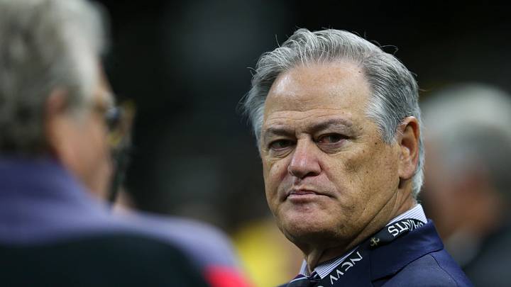 Nov 20, 2022; New Orleans, Louisiana, USA; New Orleans Saints general manager and executive vice president Mickey Loomis before the game against the Los Angeles Rams at the Caesars Superdome. Mandatory Credit: Chuck Cook-Imagn Images