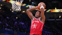 Anthony Edwards dunks during the NBA All-Star Game.