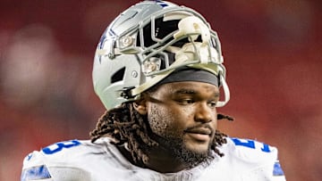 October 8, 2023; Santa Clara, California, USA; Dallas Cowboys defensive tackle Mazi Smith (58) after the game against the San Francisco 49ers at Levi's Stadium. Mandatory Credit: Kyle Terada-Imagn Images
