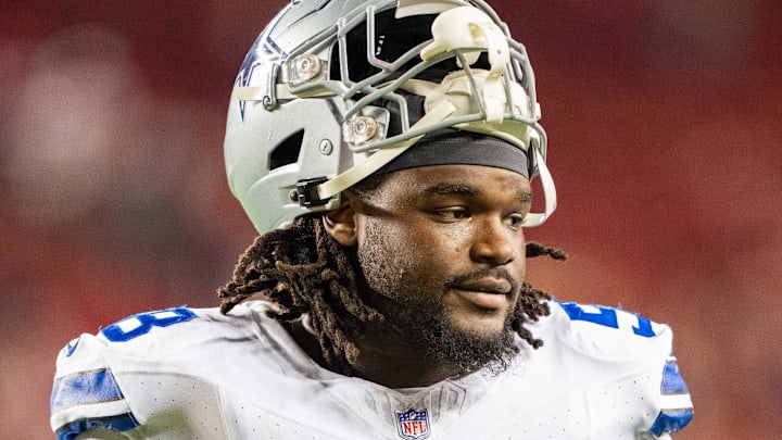 October 8, 2023; Santa Clara, California, USA; Dallas Cowboys defensive tackle Mazi Smith (58) after the game against the San Francisco 49ers at Levi's Stadium. 