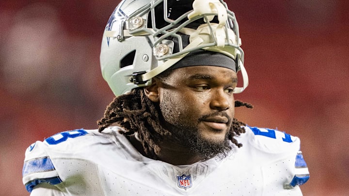 October 8, 2023; Santa Clara, California, USA; Dallas Cowboys defensive tackle Mazi Smith (58) after the game against the San Francisco 49ers at Levi's Stadium. 