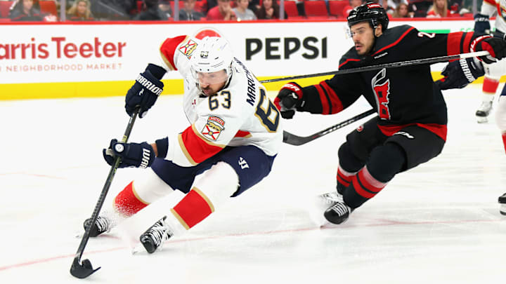 Brad Marchand of the Florida Panthers controlling the puck. Photo Credit
