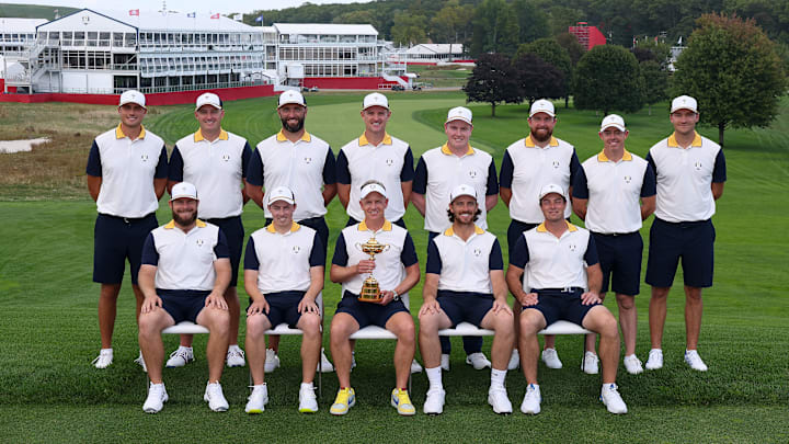 The European Ryder Cup team played Bethpage on the Monday before the week of the matches (and took time for a team photo).