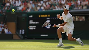 Jack Draper hits a forehand