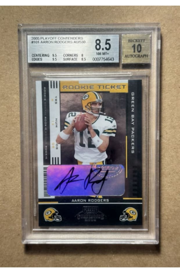 AARON RODGERS BGS 8.5 2005 PLAYOFF CONTENDERS #101 ROOKIE TICKET AUTO RC PACKERS