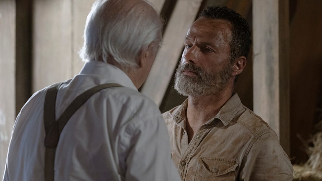 Scott Wilson as Hershel Greene, Andrew Lincoln as Rick Grimes - The Walking Dead _ Season 9, Episode 5 