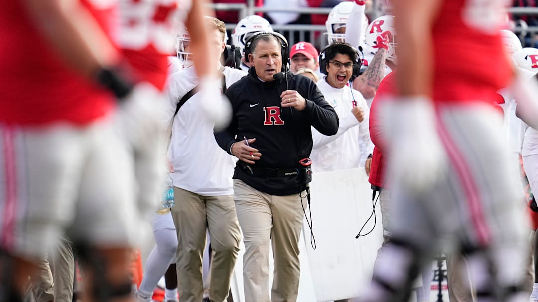Rutgers Scarlet Knights head coach Greg Schiano watches from the sideline during the first half of the NCAA football game against the Ohio State Buckeyes at Ohio Stadium in Columbus.