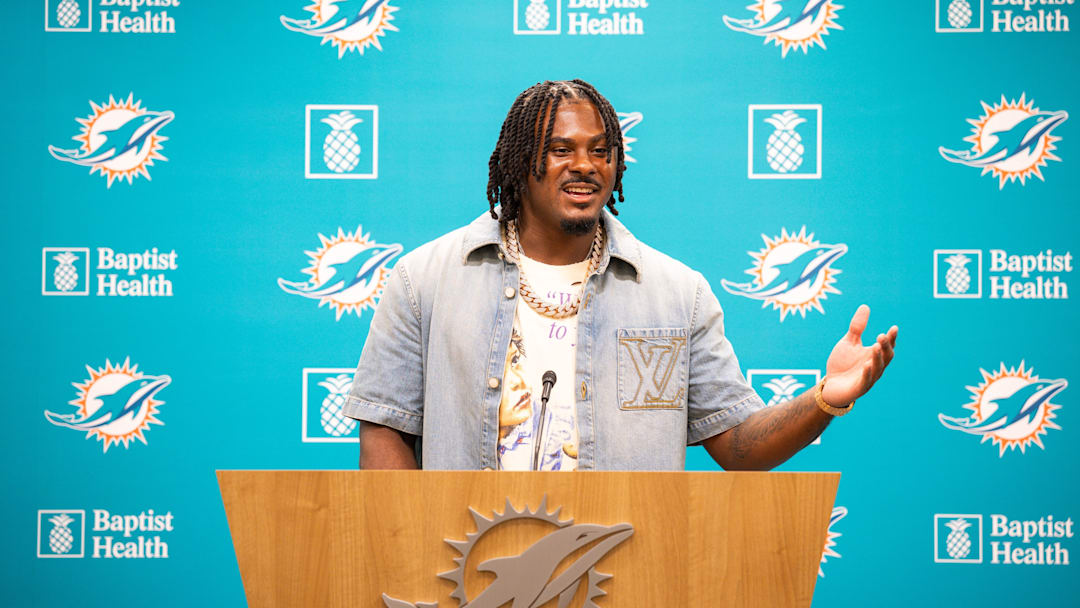 Miami Dolphins QB Malik Willis during his introductory press conference