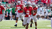 Ohio State receiver Emeka Egbuka runs for a touchdown against Marshall.