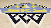 Jul 12, 2025; Chicago, Illinois, USA; Chicago Sky logo is seen on the court before a basketball game between the Chicago Sky and Minnesota Lynx at Wintrust Arena. Mandatory Credit: Kamil Krzaczynski-Imagn Images