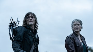 Norman Reedus as Daryl Dixon, Melissa McBride as Carol Peletier - The Walking Dead: Daryl Dixon _ Season 2, Episode 6 - Photo Credit: Stéphanie Branchu/AMC