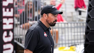 Ohio State Buckeyes head coach Ryan Day takes the field prior to the NCAA football game against the Grambling State Tigers at Ohio Stadium on Sept. 6, 2025.