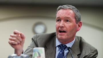 UK Athletic Director Mitch Barnhart addressed the Kentucky Senate Standing Committee on Education as they heard special testimony on Senate Bill 6, the Name Image Likeness Bill, sponsored by Senator Max Wise (R - Campbellsville) at the Capitol Annex in Frankfort, Ky. on Feb. 9, 2022.

Nil Calipari 04 Sam