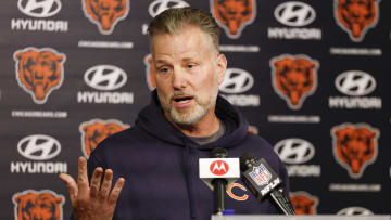 May 23, 2024; Lake Forest, IL, USA; Chicago Bears head coach Matt Eberflus speaks during organized team activities at Halas Hall Mandatory Credit: Kamil Krzaczynski-USA TODAY Sports