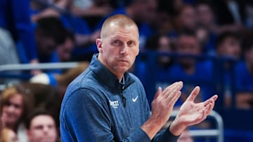 Kentucky head coach Mark Pope applauds his team in action against Minnesota State during their exhibition game at Rupp Arena in Lexington, Ky. on Oct, 29, 2024.