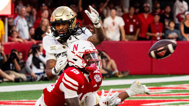 Nebraska Cornhuskers wide receiver Jaylen Lloyd (19) catches a pass against the Colorado Buffaloes